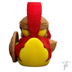 Red Gladiator/Spartan Duck – Spartan Helmet Duck, 3D Printed Hard Plastic, Multiple Colors (Red, Orange, Purple, Green and Gold) image 4