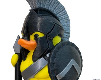 Grey Spartan - Gladiator Duck – 3D Printed Hard Plastic Warrior Accessory - 2.5 Inch