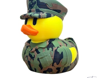 Marine Corps inspired BDU Camo Patriotic Duck:  USMC 3D Printed Cruise Duck, Cake Topper.