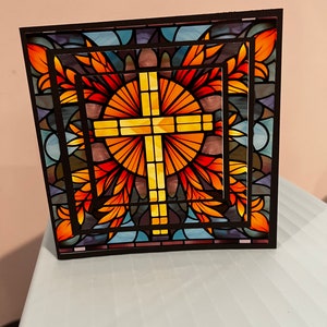 3d Glasmalerei Kreuz Blanko Karten | Handgemachte Grußkarten | Christliche Grußkarten | Grußkarten | Taufkarte | Erstkommunion Karte