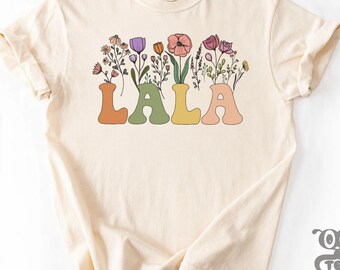 Floral Lala Shirt, Grandmother Birthday Gift, New Grandma Tee