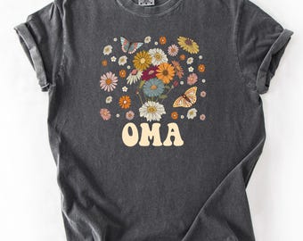 Retro Floral Oma T-Shirt: Grandma Flowers Gift
