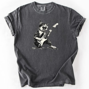 Rock Cat Guitarist T-Shirt: Funny Music Lover Gift