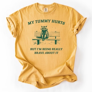 Funny Raccoon T-Shirt: My Tummy Hurts, Brave Racoon Tee