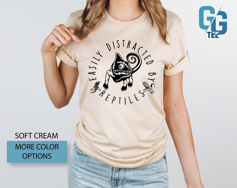 Easily Distracted By Reptiles Shirt Funny Lizard Tee Funny Gecko Lover Gift Reptile Shirts imagem 1