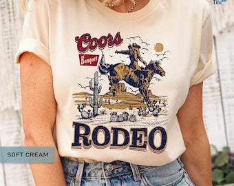 Coors Rodeo Cowboy Vintage Coors Shirt Western Graphic Retro Wild West Shirt