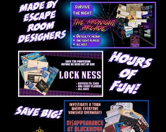Drei Escape-Room-Spiele: Lock Ness, The Midnight Arcade und Disappearance at Blackridge!