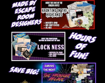 Drei Escape-Room-Spiele: Schloss Ness, Spuk in den Highlands und Die Mitternachts-Spielhalle!