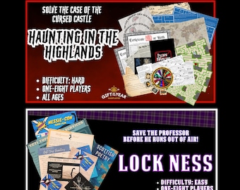 Play at home Escape rooms in an envelope from Scotland: Lock Ness & Haunting in the Highlands