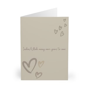 Islamitische verjaardagskaarten, Insha'llah nog vele jaren (beige, bruin, 5 stuks)