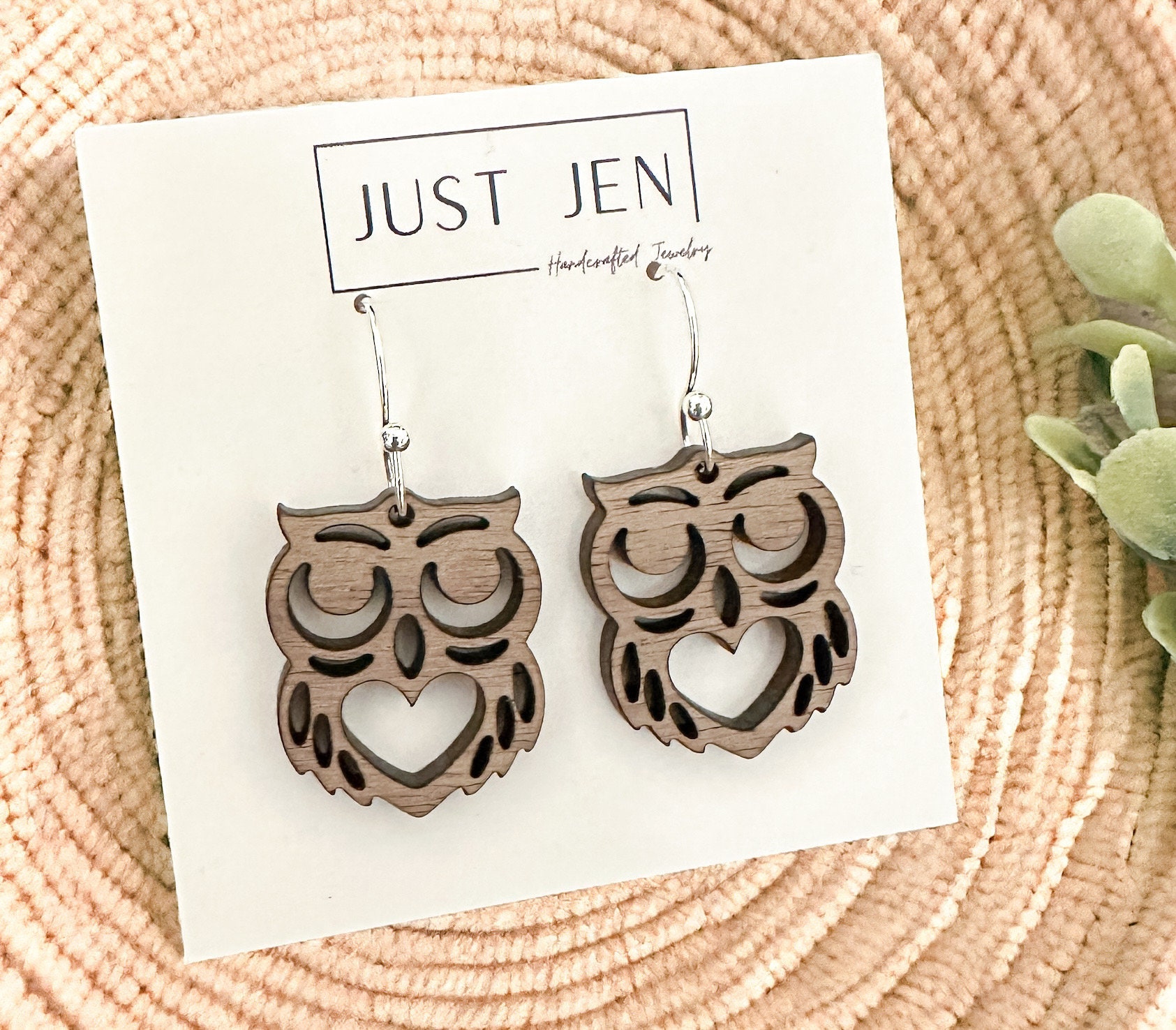 Owl Earrings // Walnut Wood // Statement Earrings // Gift for Her