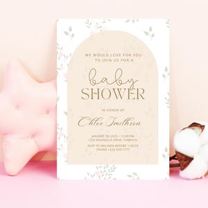 Babys Breath Baby Shower Invitation, Minimalist Digital Printable, Custom Editable Baby Shower Invite, Personalized Template, Instant Access