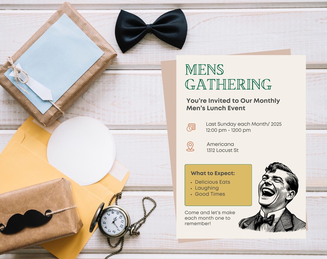 Men's Gathering Invitation: Formal Event, Editable Template (digital ...