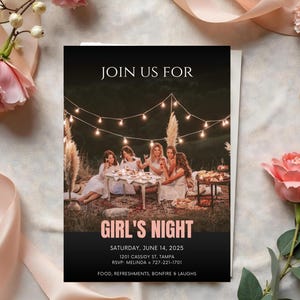 Girls Night Invitation, Fun Celebration Card, Editable Canva Template, DIY Digital Download, Custom Printable Party Invite