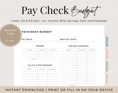 Paycheck Budget Printable, Monthly Paycheck Planner, Paycheck Budget PDF, Budget Template, Expense Tracker, Money Worksheet, Payday Planner