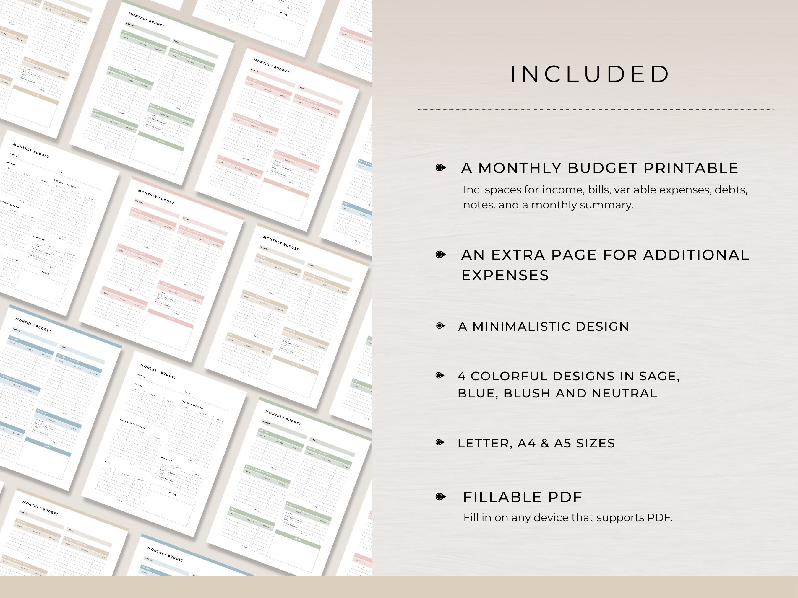 Monthly Budget Printable, Monthly Financial Planner, Budget Planner ...