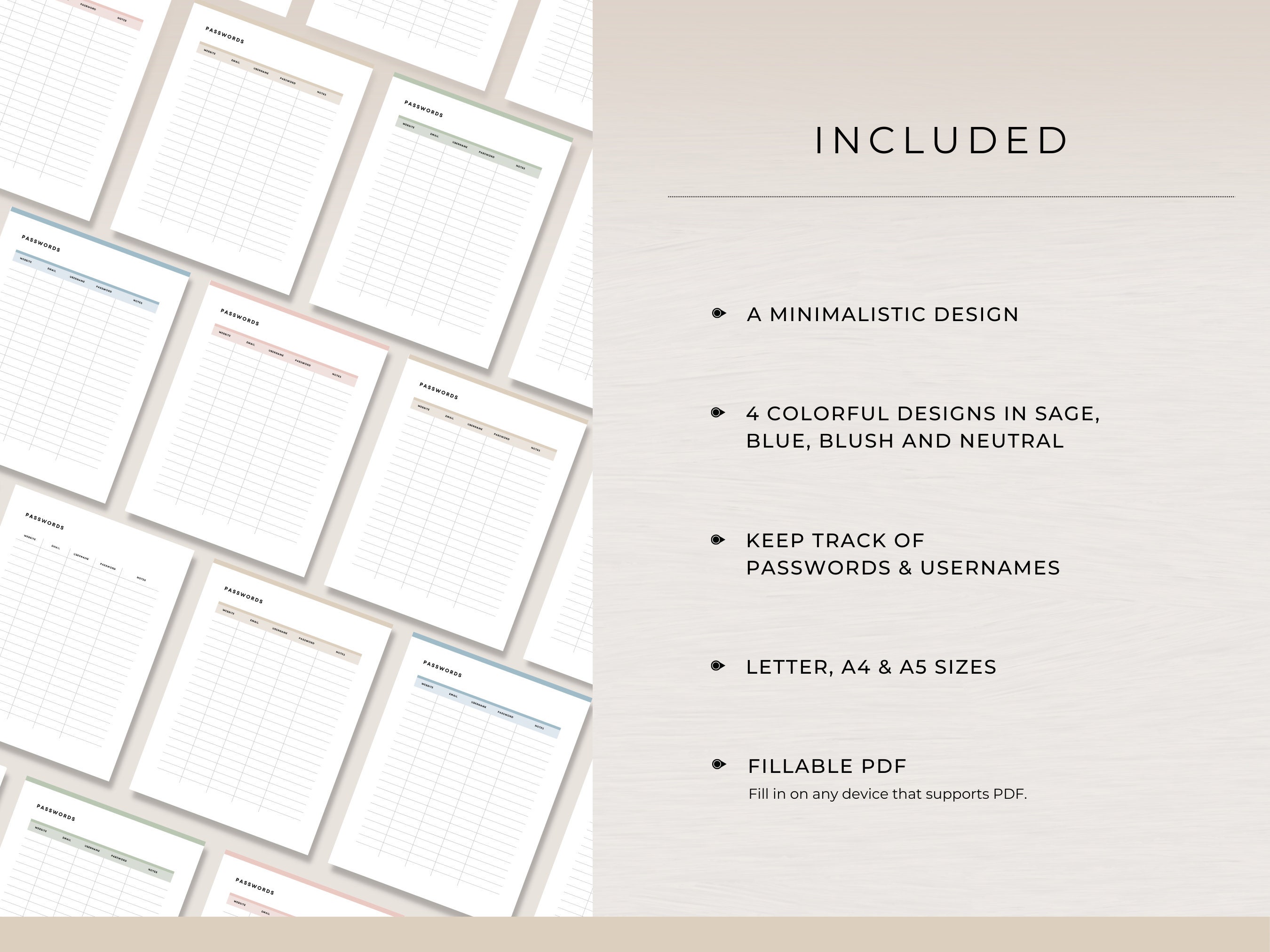 Password Tracker Printable, Planner Inserts, Address Book Page, Login ...