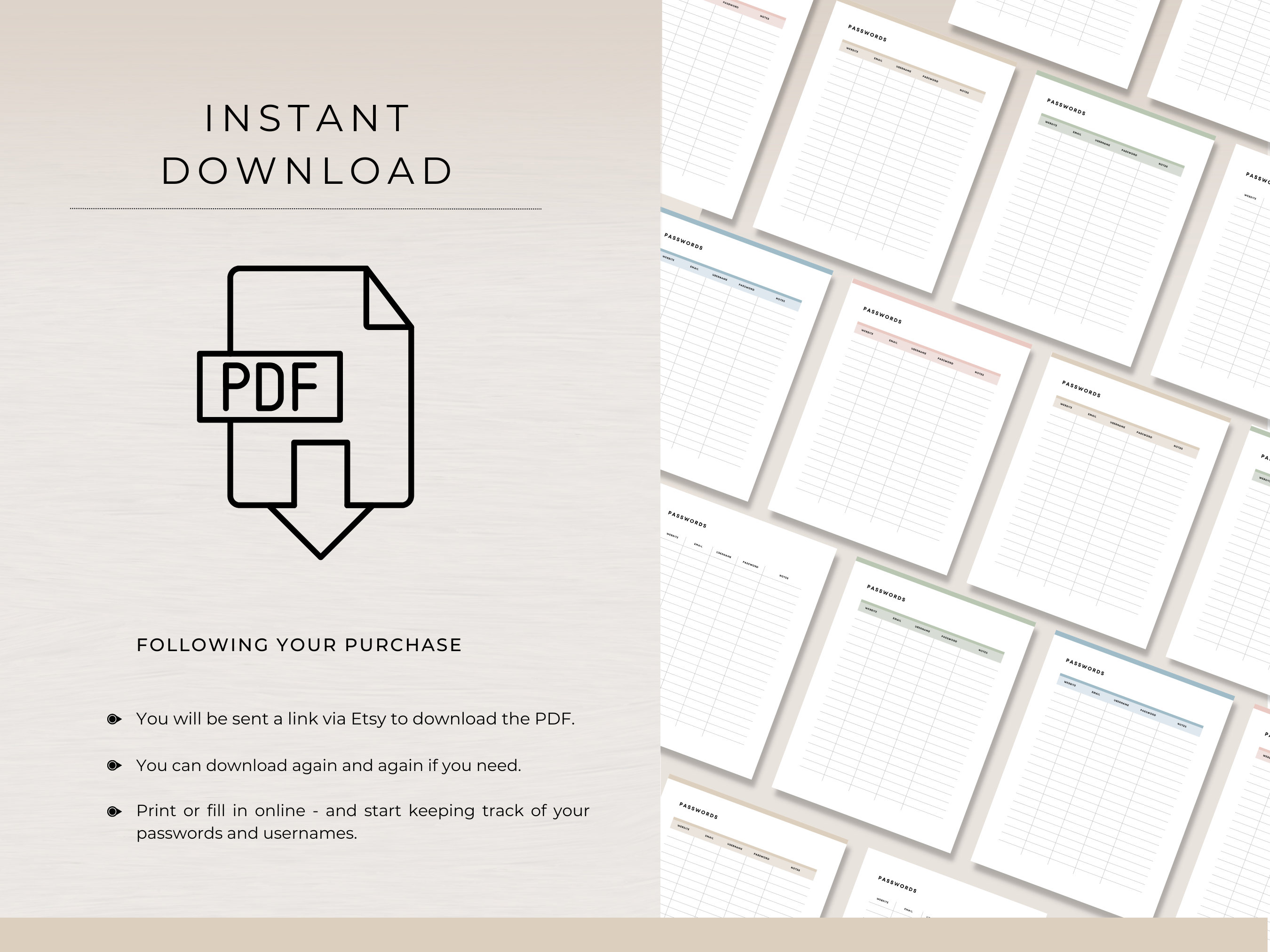 Password Tracker Printable, Planner Inserts, Address Book Page, Login ...