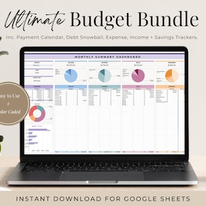 Ultimate Budget Bundle Spreadsheet, Google Sheets, Budget Planner, Monthly Budget, Savings Tracker, Expense Tracker, Debt Payoff Tracker