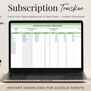 Subscription Tracker Spreadsheet, Google Sheets, Finance Planner, Account Tracker, Membership Tracker, Budget Sheet, Beginner Budget