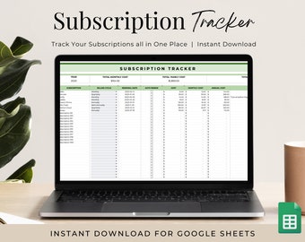 Subscription Tracker Spreadsheet, Google Sheets, Finance Planner, Account Tracker, Membership Tracker, Budget Sheet, Beginner Budget