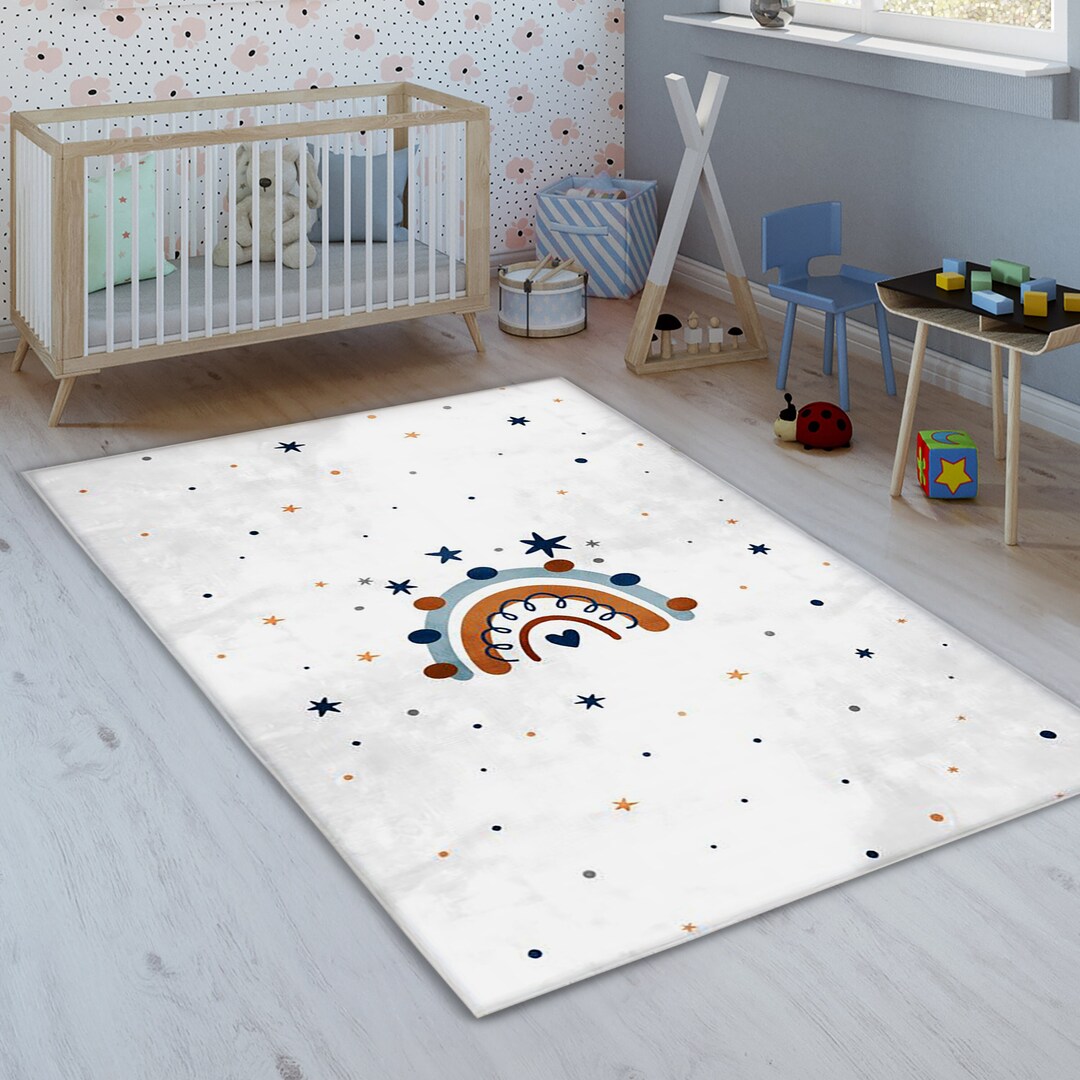 Personalizable Scandinavian Boho Kids Rug Nursery Rug Etsy