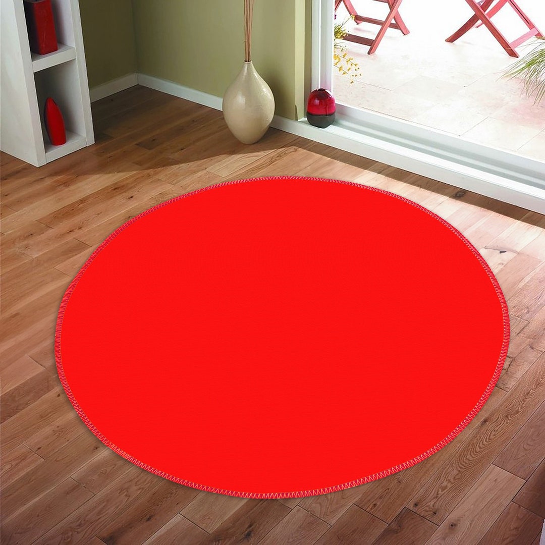 Plain Red Color Round Carpet Solid Color Round Carpets Red Etsy