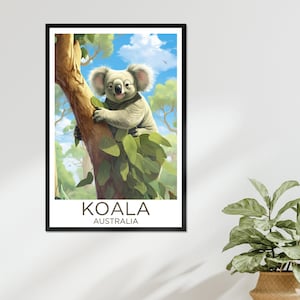 Koala Bär Tier Wand Kunst Eukalyptus Wald Poster Wohnkultur Kinderzimmer Tierliebhaber Niedlich Wanddekor Natur Australien Zoowärter gerahmter Druck