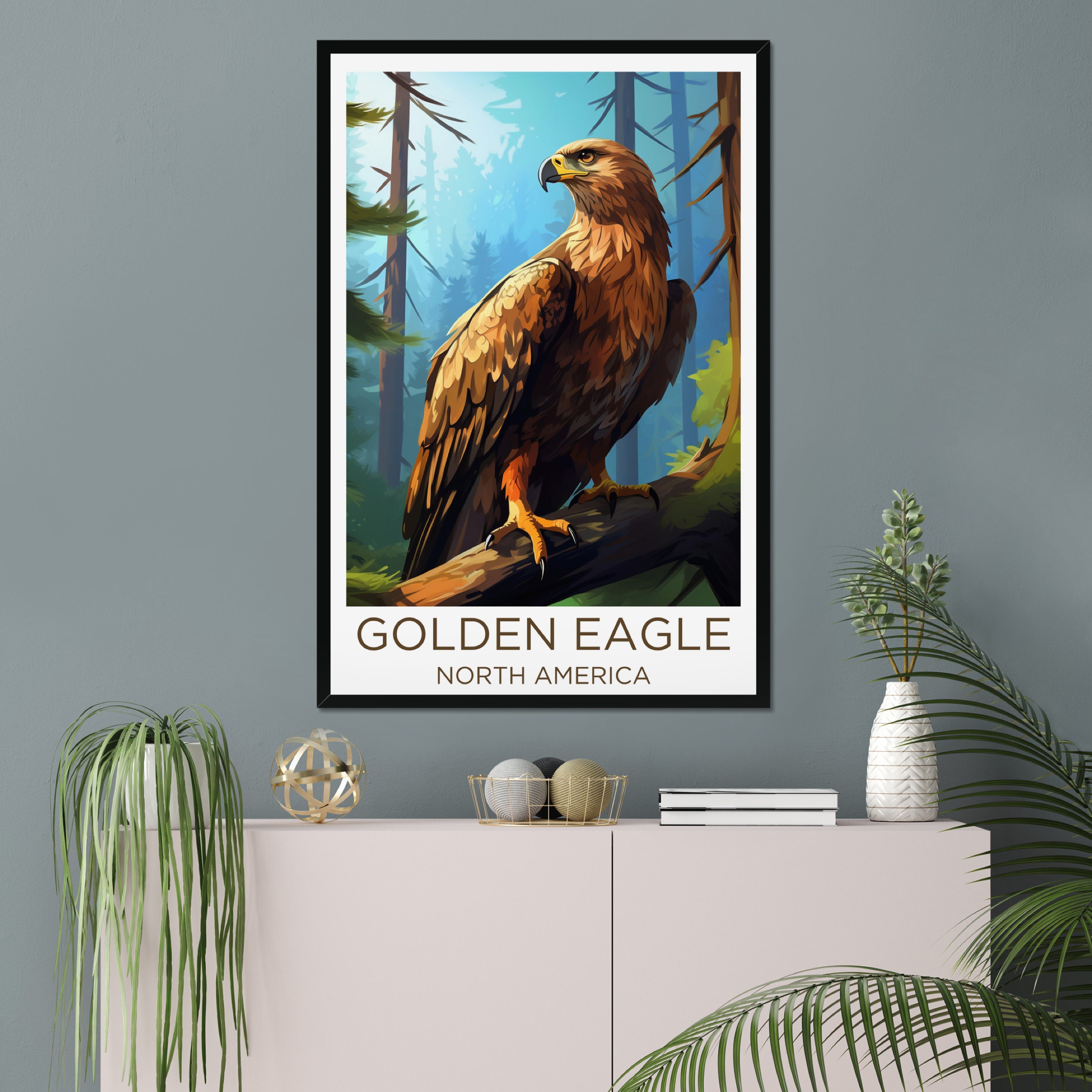 Golden Eagle Animal Digital Download Wall Art Bird Forest Poster Home ...