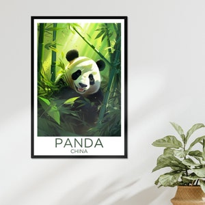 Giant Panda Cub Animal Wall Art Nursery Bear Bamboo Jungle Poster Home Decor Zoo Animal Lover Wall Decor Nature China Zookeeper Framed Print