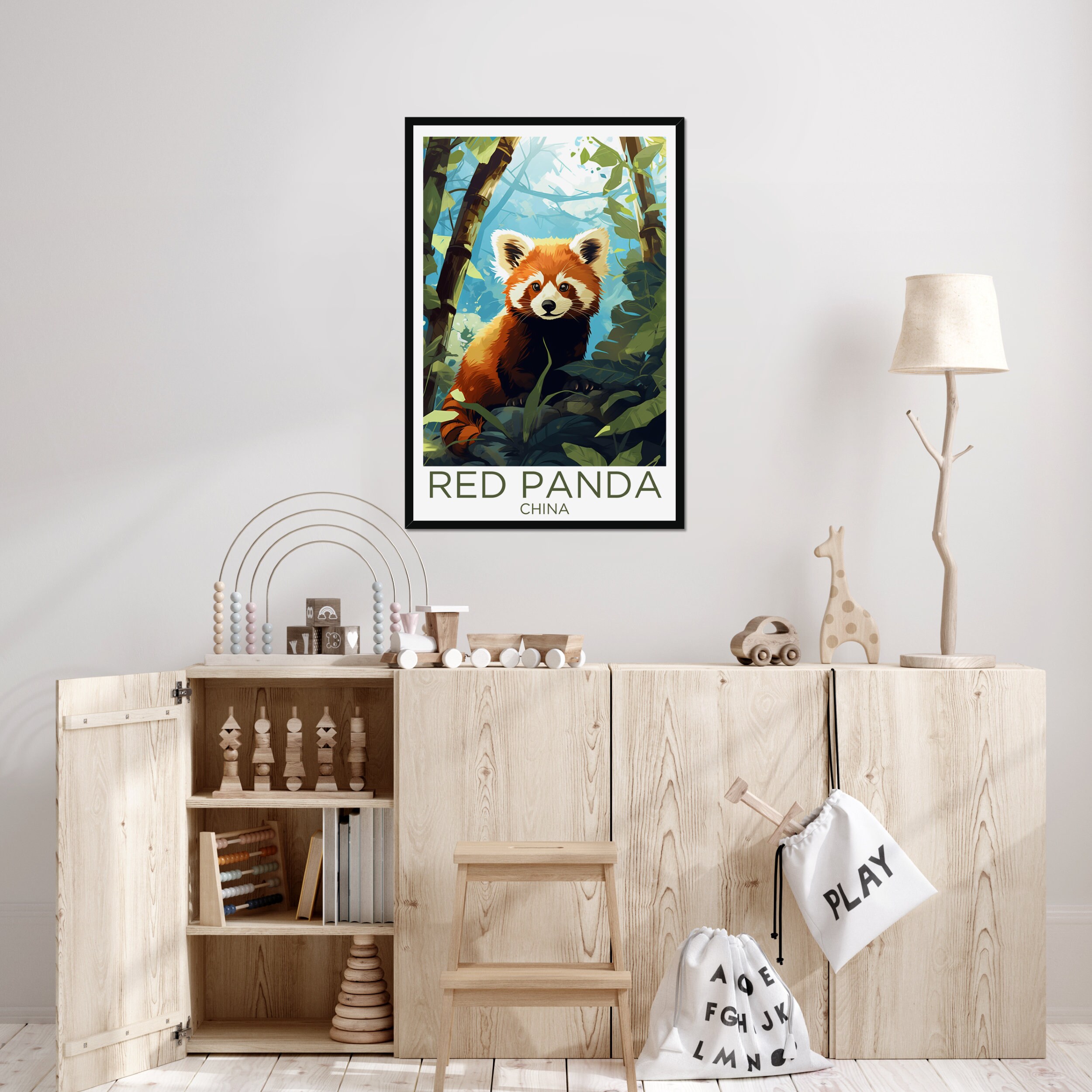 Red Panda Animal Wall Art Jungle Forest Poster Home Decor Cute Adorable ...