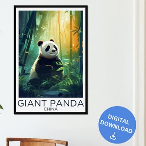 Giant Panda Animal Digital Download Wall Art Bamboo Jungle Poster Home Decor Animal Lover Wall Decor Nature China Zookeeper Framed Print
