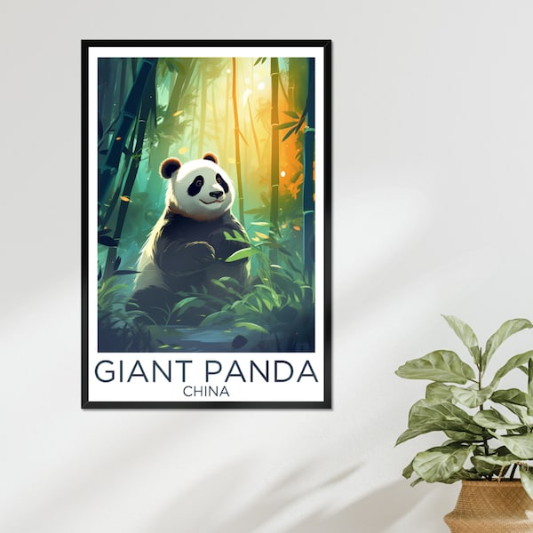 Giant Panda Animal Wall Art Panda Forest Poster Home Decor Animal Lover Wall Decor Nature China Framed Print