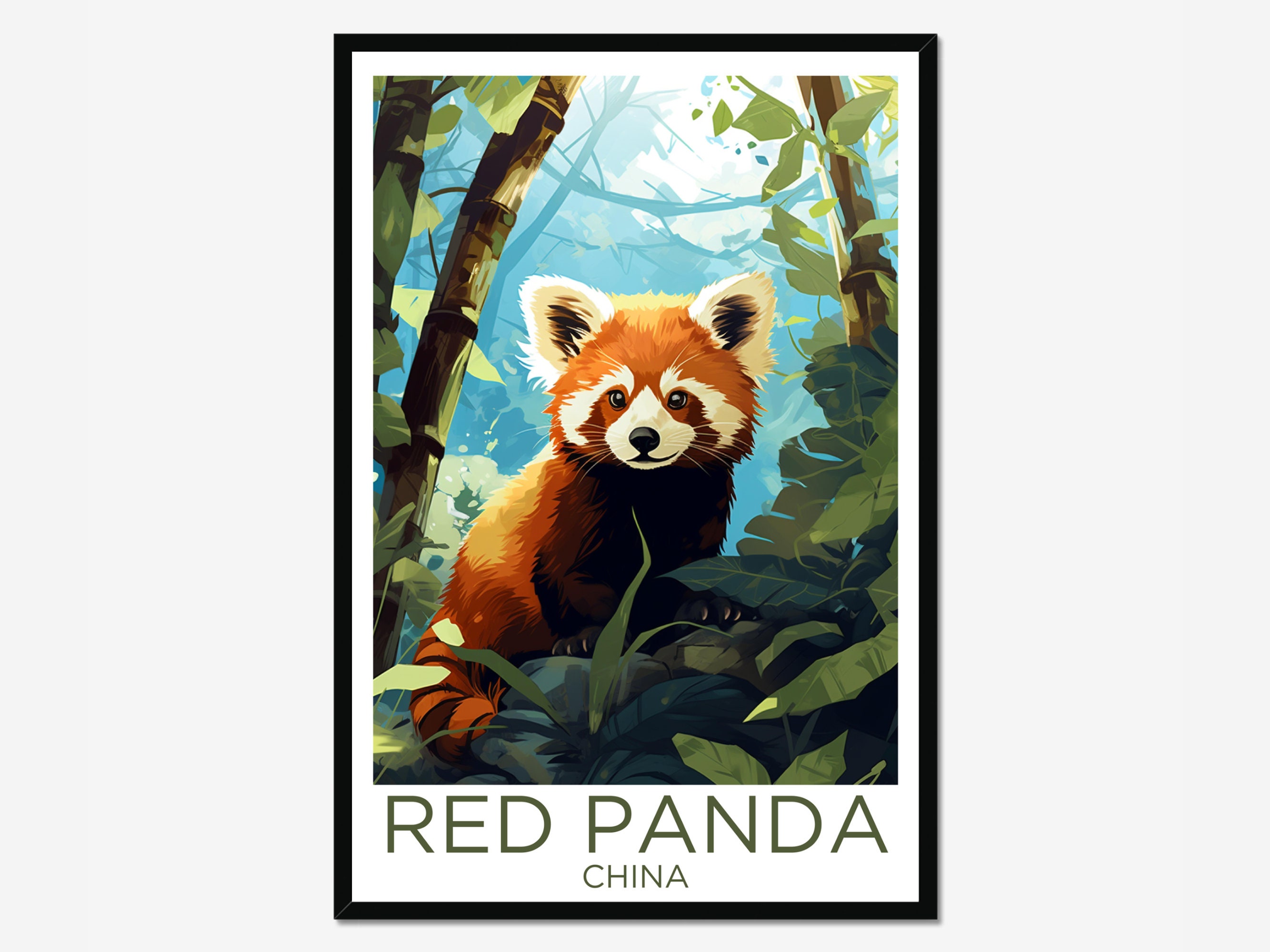 Red Panda Animal Wall Art Jungle Forest Poster Home Decor Cute Adorable ...