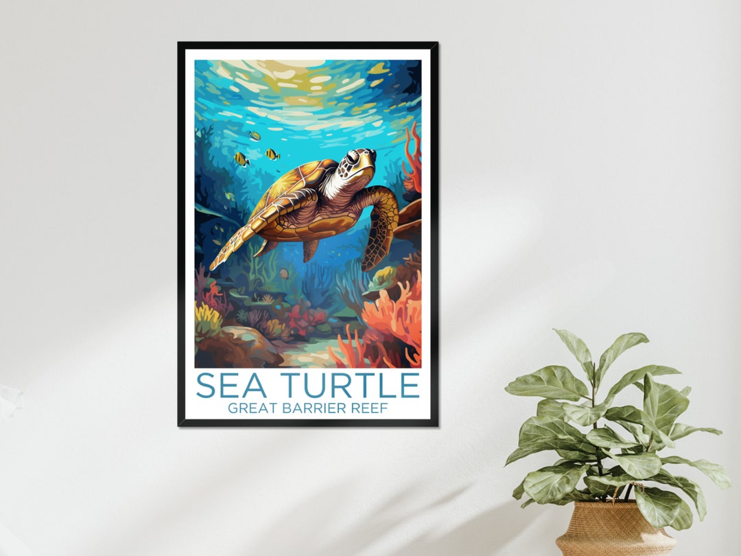 Sea Turtle Animal Wall Art Turtle Ocean Poster Home Decor Tortoise ...