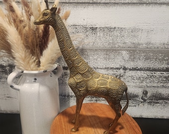 Vintage Solid Brass Giraffe Figurine Statue