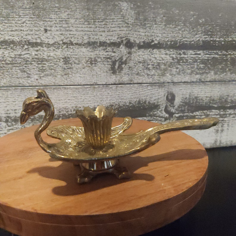 Peacock Candle Holder Vintage Brass Etsy