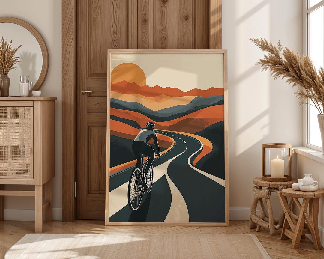 Premium Road Bike Poster, Bicycle Wall Art, Cycling Art Print ...