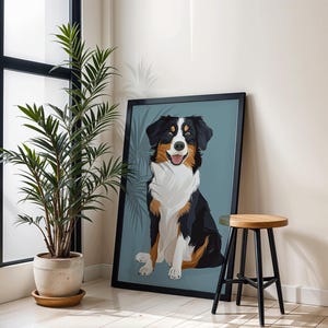 Poster Premium Australian Shepherd, Murale per cani, Stampa artistica di animali, Decorazione per cani, Decorazione murale, Idea regalo per amanti dei cani, Senza cornice