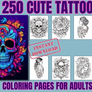 250+ Tattoos Coloring Pages for Adults