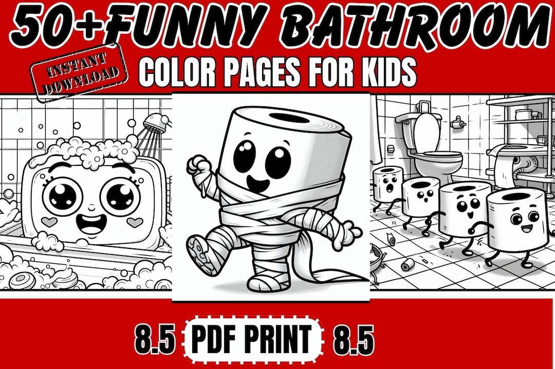 50 funny Bathroom Coloring Pages for Kids - Etsy
