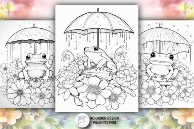 133 Frogs and Umbrellas Digital Download for Adults and Children