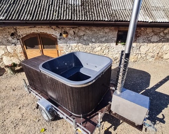 A movable square tub with burnt finish!