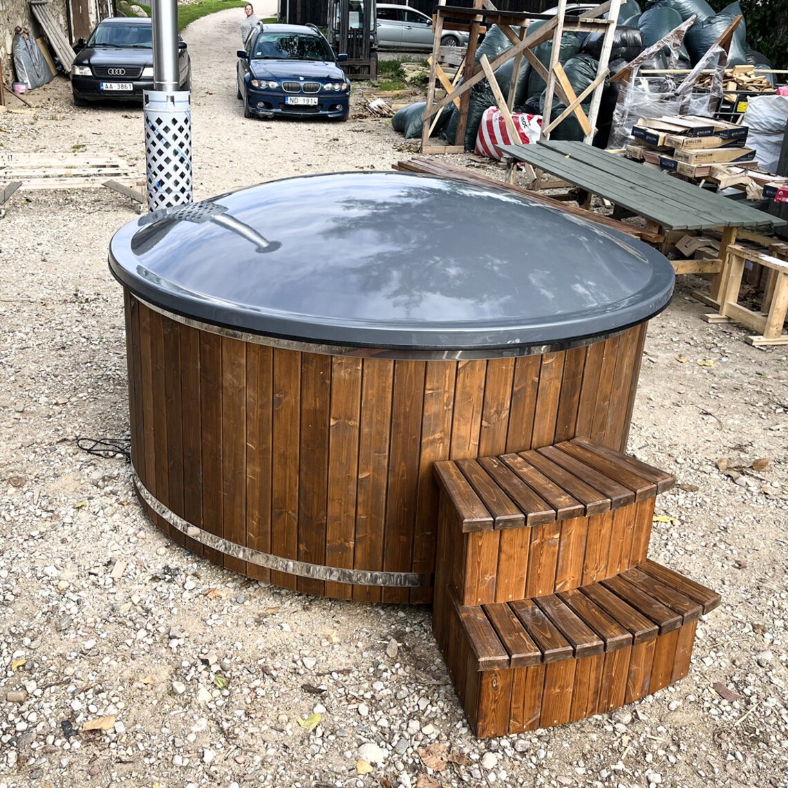 WOOD HOT TUB, Plunge Pool for Christmas, Hot Tub With Wood Stove