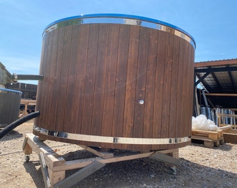 Jacuzzi for your garden, spa in your home, relax, massages, LED RGB lighting, wood Hottub with wood stove!