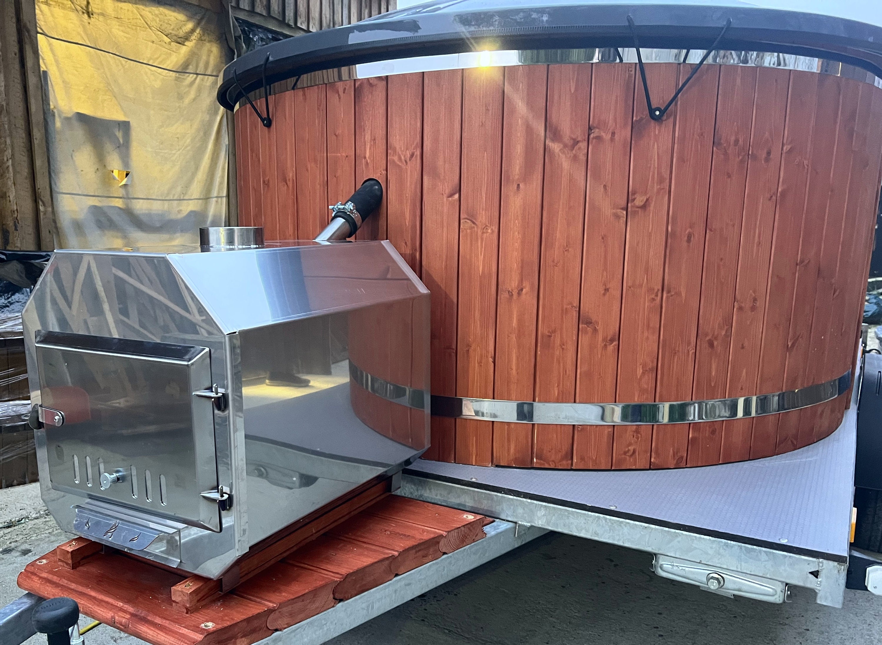 Hot Tub With Wood Burning Stove Fiberglass Hot Tub for Relax Etsy