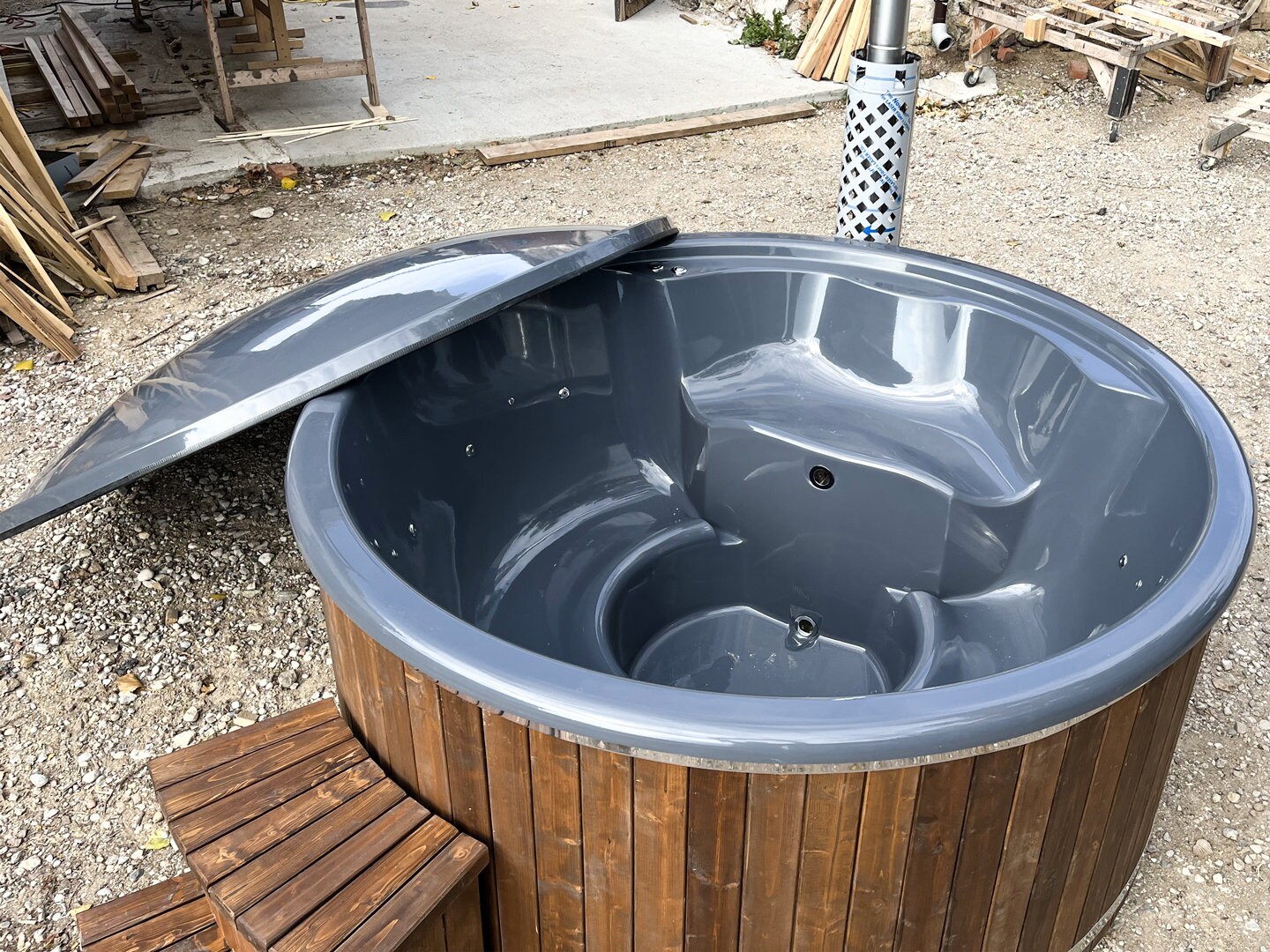 WOOD HOT TUB, Plunge Pool for Christmas, Hot Tub With Wood Stove