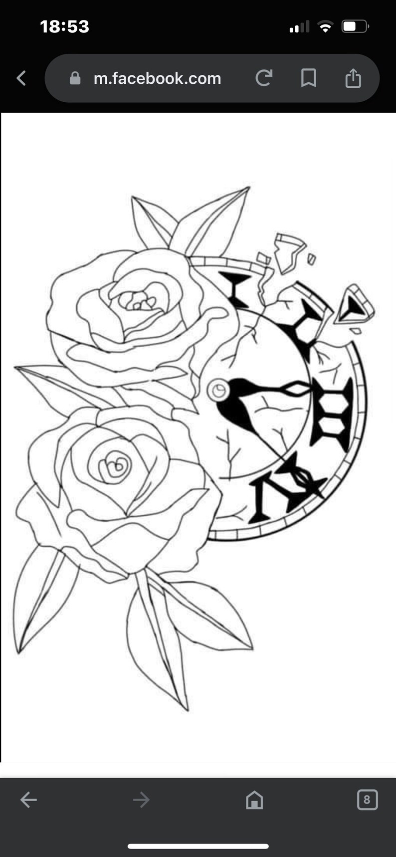 Broken Clock With Roses Tattoo Design Etsy