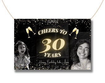 Personalisierbar ! - CHEERS! - Geburtstags-Party- 30ster Geburtstag (Frau) - Flagge/Fahne/ Banner