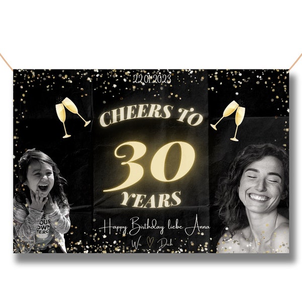 Personalisierbar ! - CHEERS! - Geburtstags-Party- 30ster Geburtstag (Frau) - Flagge/Fahne/ Banner